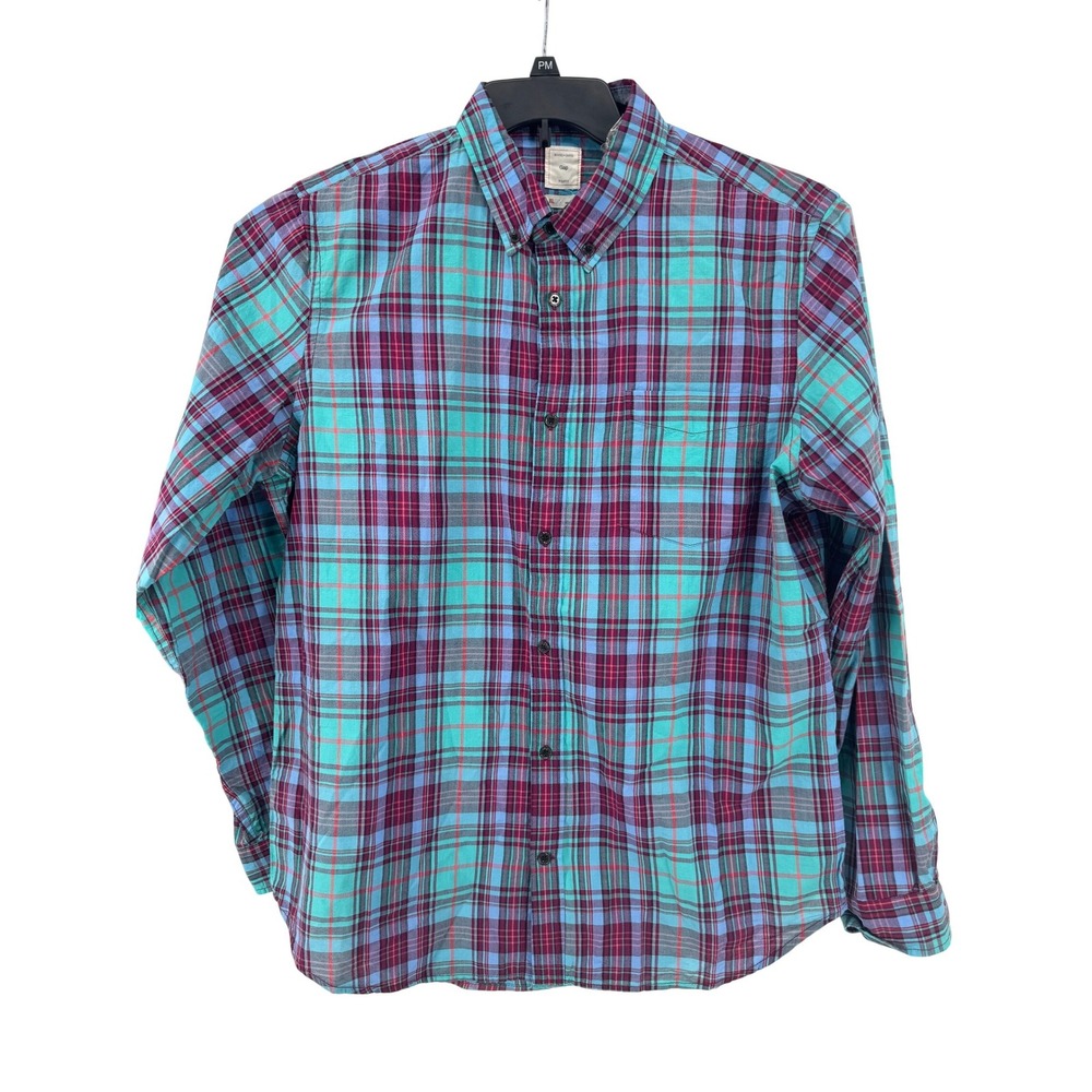 Gap Plaid Lot Shirts Mens XL Multicolor Teal Red Cotton Bundle 2 Pack Button Up - Picture 2 of 16
